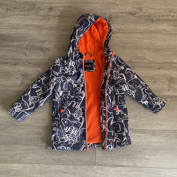 Toddler Fleece Lined Animal Printed Raincoat Jacket - Picture 5 of 8